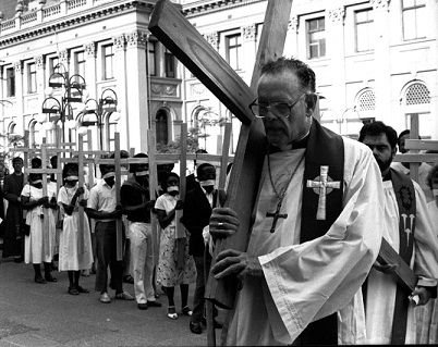 Archbishop Denis Hurley leads Easter procession through the streets of Durban