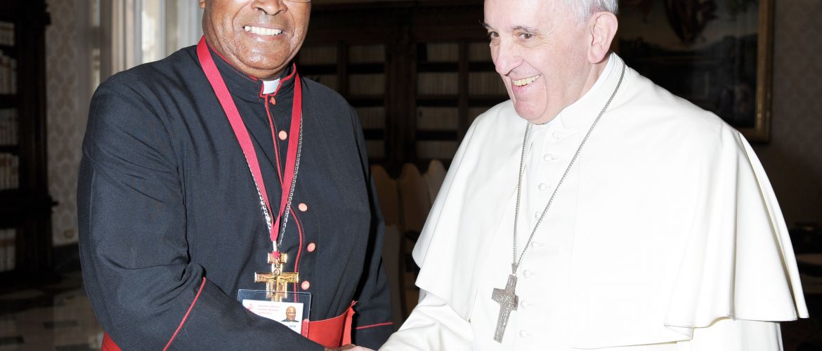 Cardinal Wilfrid Napier with Pope Francis