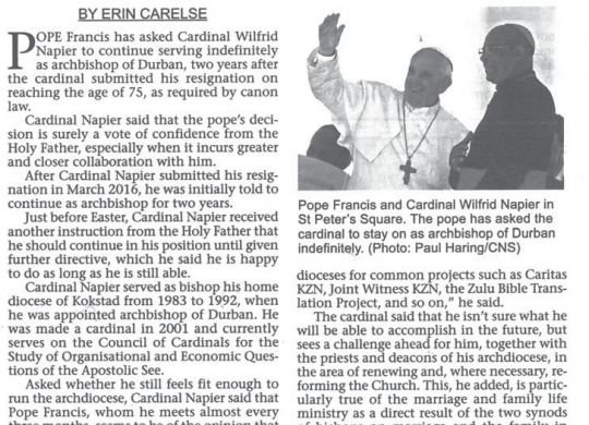 Cardinal Wilfrid Napier retirement