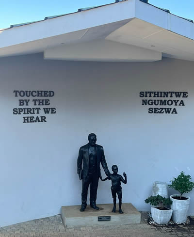 The re-positioned statue at the entrance to the new chapel
